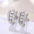 Sparkling Full Pave Zircon Ear Clips, Minimalist Luxury Fashion Office Stud Earrings view 4