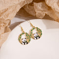 Cartoon Enamel Bow Cat Stud Earrings French Cute Panda Rhinestone Drop Earrings view 3