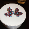 Vintage Zircon Butterfly Stud Earrings With Silver Pins Korean Light Luxury Women's Ear Jewelry view 1