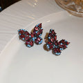 Vintage Zircon Butterfly Stud Earrings With Silver Pins Korean Light Luxury Women's Ear Jewelry view 3