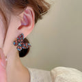Vintage Zircon Butterfly Stud Earrings With Silver Pins Korean Light Luxury Women's Ear Jewelry view 4