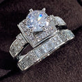 Copper Simulated Zircon Eight Hearts Eight Arrows Full Stone Engagement Couple Ring Set view 2