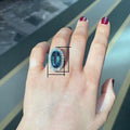 Vintage Palace Style Blue Oval Flower Plate Ring, Exaggerated Index Finger Ring For Men And Women view 5