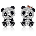 Creative Cute Panda Bow Stud Earrings, Chinese Style Niche Full Zircon Fashion Ear Jewelry view 1