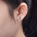 Creative Cute Panda Bow Stud Earrings, Chinese Style Niche Full Zircon Fashion Ear Jewelry view 3