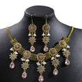 Bohemian Crystal Jewelry Set Ethnic Rhinestone Tassel Necklace And Earrings Set view 5