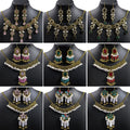 Bohemian Crystal Jewelry Set Ethnic Rhinestone Tassel Necklace And Earrings Set view 1