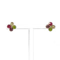 Elegant Colorful Crystal Flower Stud Earrings, Sweet Candy Color Rhinestone Alloy Silver Needle Earrings view 4