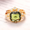 Luxury Dark Green Engagement Ring Set For Couples, European Style Banquet Jewelry Accessory view 3