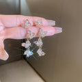 Light Luxury Zircon Butterfly Tassel Drop Earrings With Silver Pins For Women view 4