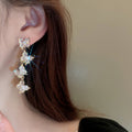Light Luxury Zircon Butterfly Tassel Drop Earrings With Silver Pins For Women view 3