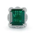 Princess Cut Emerald Green Tourmaline Style Rectangular Statement Ring, Unisex Bold Fashion Jewelry view 4