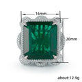 Princess Cut Emerald Green Tourmaline Style Rectangular Statement Ring, Unisex Bold Fashion Jewelry view 5