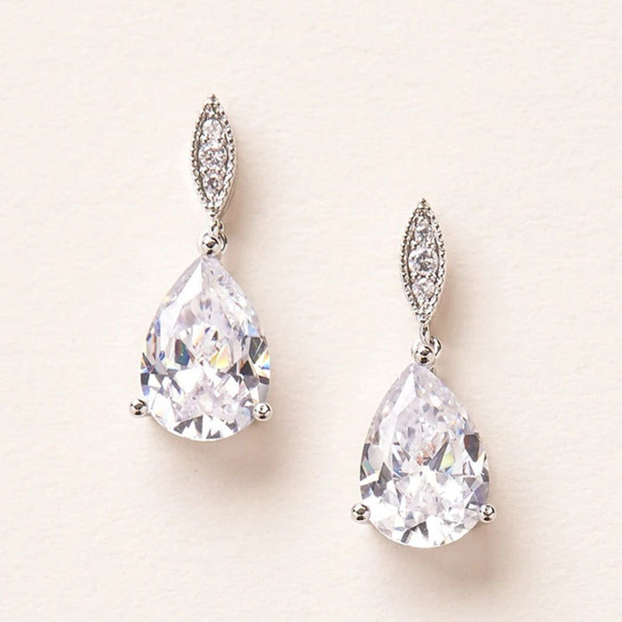New Copper Inlaid AAA Teardrop Zircon Earrings For Women Bridal Wedding Dress Accessories