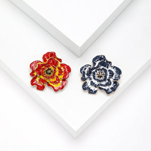 Alloy Enamel Camellia Flower Brooch Pin For Coats And Suits