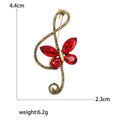 Vintage Alloy Rhinestone Butterfly Music Note Brooch For Suits view 5