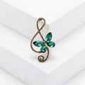 Vintage Alloy Rhinestone Butterfly Music Note Brooch For Suits view 3