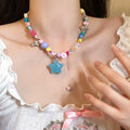 Colorful Alloy Five Point Star Flower Heart Necklace Sweet Cool Niche Collarbone Jewelry view 3