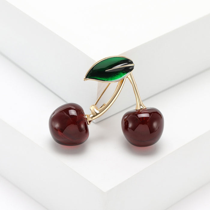 Alloy Cherry Brooch For Fresh Fruit Suit Decoration