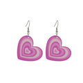 Silver Needle Acrylic Heart Drop Earrings With Floral Graffiti Geometric Boho Round Stud Design view 5