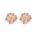 Gold Plated Resin Flower Rhinestone Stud Earrings With Silver Posts, French Forest Style view 5