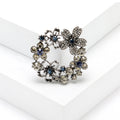 Alloy Rhinestone Flower Wreath Brooch For Suit Jacket Decoration view 3