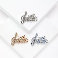 Alloy Rhinestone Music Note Brooch Pin For Suit Lapel Decoration view 2