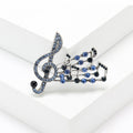 Alloy Rhinestone Music Note Brooch Pin For Suit Lapel Decoration view 3
