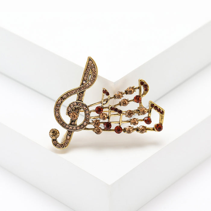 Alloy Rhinestone Music Note Brooch Pin For Suit Lapel Decoration