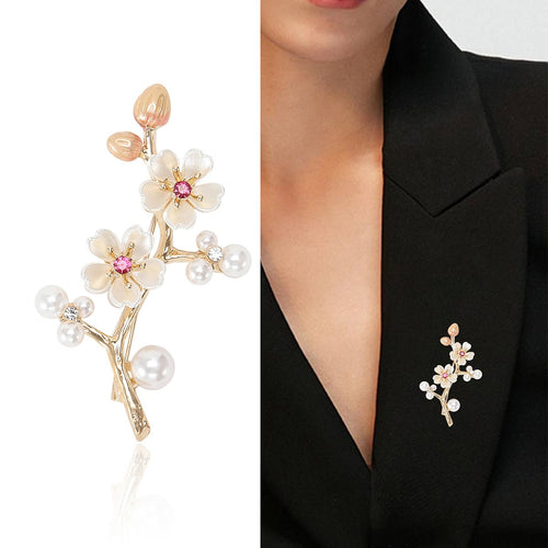 Alloy Plum Branch Brooch Pin For Shawls Suits And Apparel
