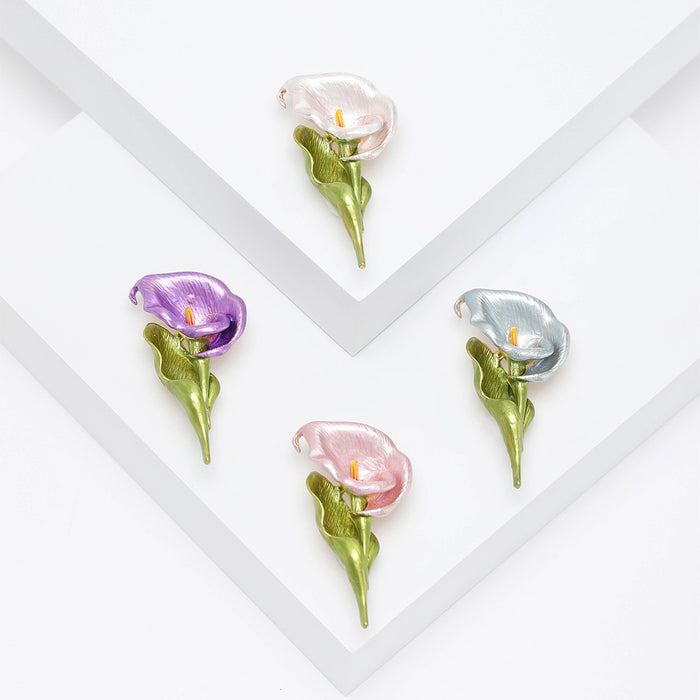 Alloy Enamel Calla Lily Brooch For Simple Fashion Apparel
