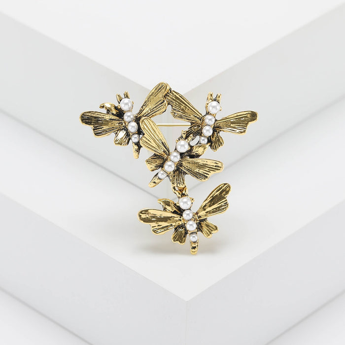 Alloy Pearl Butterfly Brooch Pin For Fashion Coats And Scarves