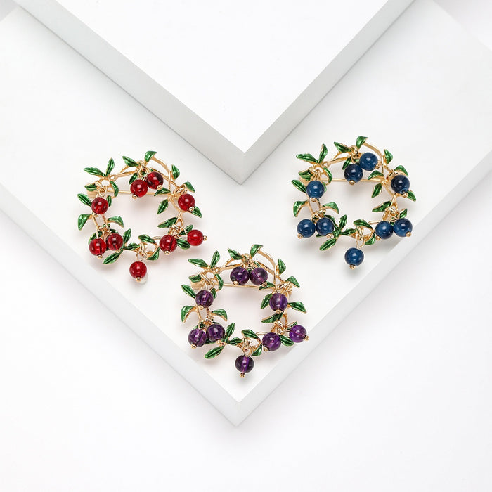 Alloy Cranberry Fruit Brooch For Simple Fashion Clothing Accessories