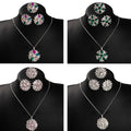 Bohemian Vintage Snowflake Teardrop Crystal Rhinestone Alloy Necklace Set Luxury Stud Earrings view 1