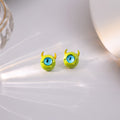 Cute Mini One-Eyed Cat And Monster Enamel Cat Eye Stone Silver Needle Fashion Stud Earrings view 4