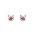 Cute Mini One-Eyed Cat And Monster Enamel Cat Eye Stone Silver Needle Fashion Stud Earrings view 5
