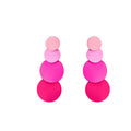 Macaron Color Acrylic Round Disc Tassel Studs Korean Sweet Geometric Statement Earrings view 5