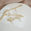 Vintage Chinese Style Hollow Fan Cloud Alloy Pearl Teardrop Tassel Dangle Earrings view 4
