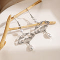 Vintage Chinese Style Hollow Fan Cloud Alloy Pearl Teardrop Tassel Dangle Earrings view 3
