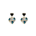 Rhinestone Hollow Geometric Pearl Enamel Bow Drop Earrings Light Luxury Jewelry view 5
