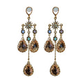Silver Pin Inlaid Faux Crystal Teardrop Tassel Drop Earrings Vintage Light Luxury Jewelry view 5