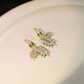 Luxury Zircon Wheat Leaf Stud Drop Earrings With Gold Plated Alloy Hollow Branch Design Earrings view 3