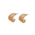 Light Luxury Textured C Shaped Alloy Hoop Stud Earrings For Women European American Metal Half Round Earrings view 5