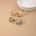 Light Luxury Textured C Shaped Alloy Hoop Stud Earrings For Women European American Metal Half Round Earrings view 1