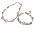 Light Luxury Metal Pearl Irregular Splice Necklace Bracelet Jewelry Set view 5