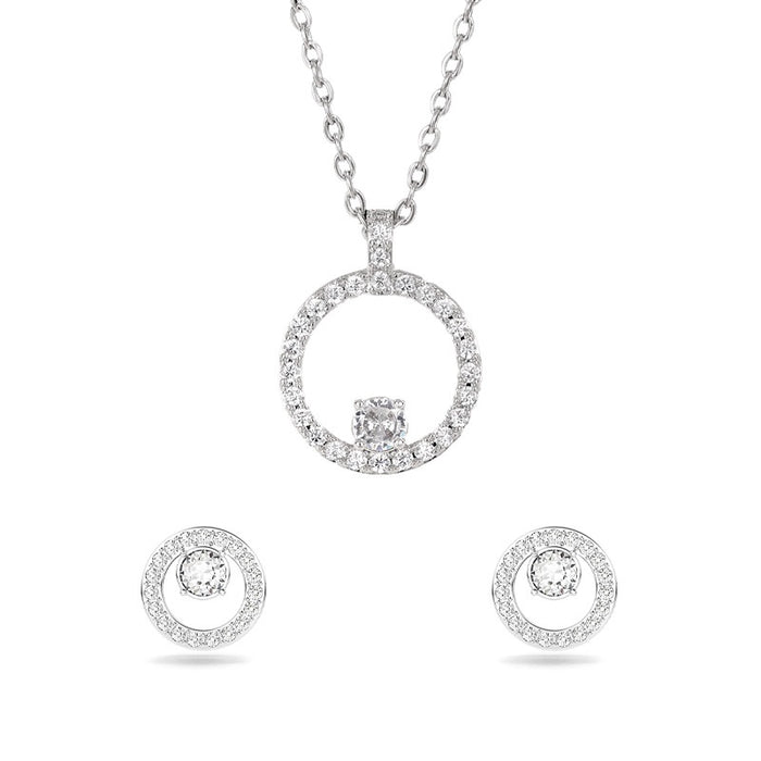 Minimalist Hollow Circle Jewelry Set, Luxury Women's Earrings And Necklace For Dinner Date