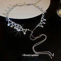 Korean Style Copper Geometric Line Tassel Necklace With Rhinestone Pull Chain For Women view 4