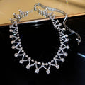 Korean Style Copper Geometric Line Tassel Necklace With Rhinestone Pull Chain For Women view 2