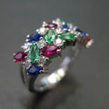 Colorful Marquise Zircon Three Row Inlaid Ring Trendy Personality Index Finger Ring For Women view 1