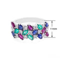 Colorful Marquise Zircon Three Row Inlaid Ring Trendy Personality Index Finger Ring For Women view 5